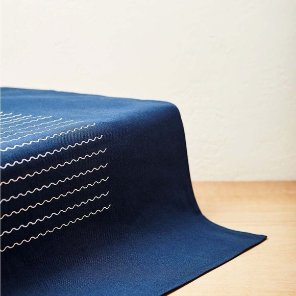 Pair of Territory x Alltrue Collab Navy Blue White Stripes 100% Cotton Runner - Picture 1 of 11